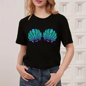 Women's Mermaidcore Seashell Graphic Tee - Flattering Tops for Summer Outfits