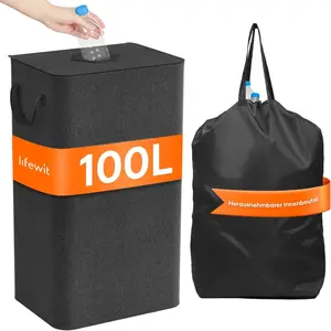 100L Storage Bottle Recycling Container with Lid, Large Capacity Bottle Recycle Organizer, Empty Bottle & Waste Glass Storage Bag
