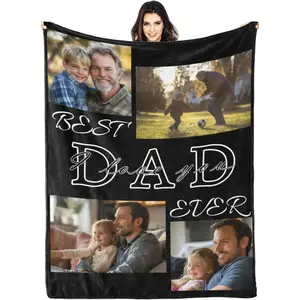 Dad Blanket for Fathers Day from Daughter Son Custom Personalized Picture Photo Blankets for Fathers’s Day Customized Christmas Birthday for Husband Gifts for Dad, Father's Day Gifts, Gifts For Him