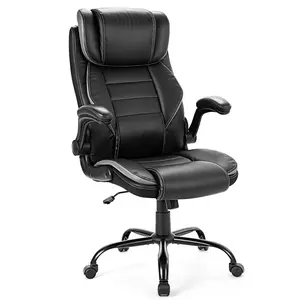 GAOMON Big and Tall Executive Office Chair for Heavy People, 400lbs Ergonomic High Back Leather Chair with Lumbar Support & Adjustable Headrest, Comfy Computer Desk Chair for Long Sitting, Grey