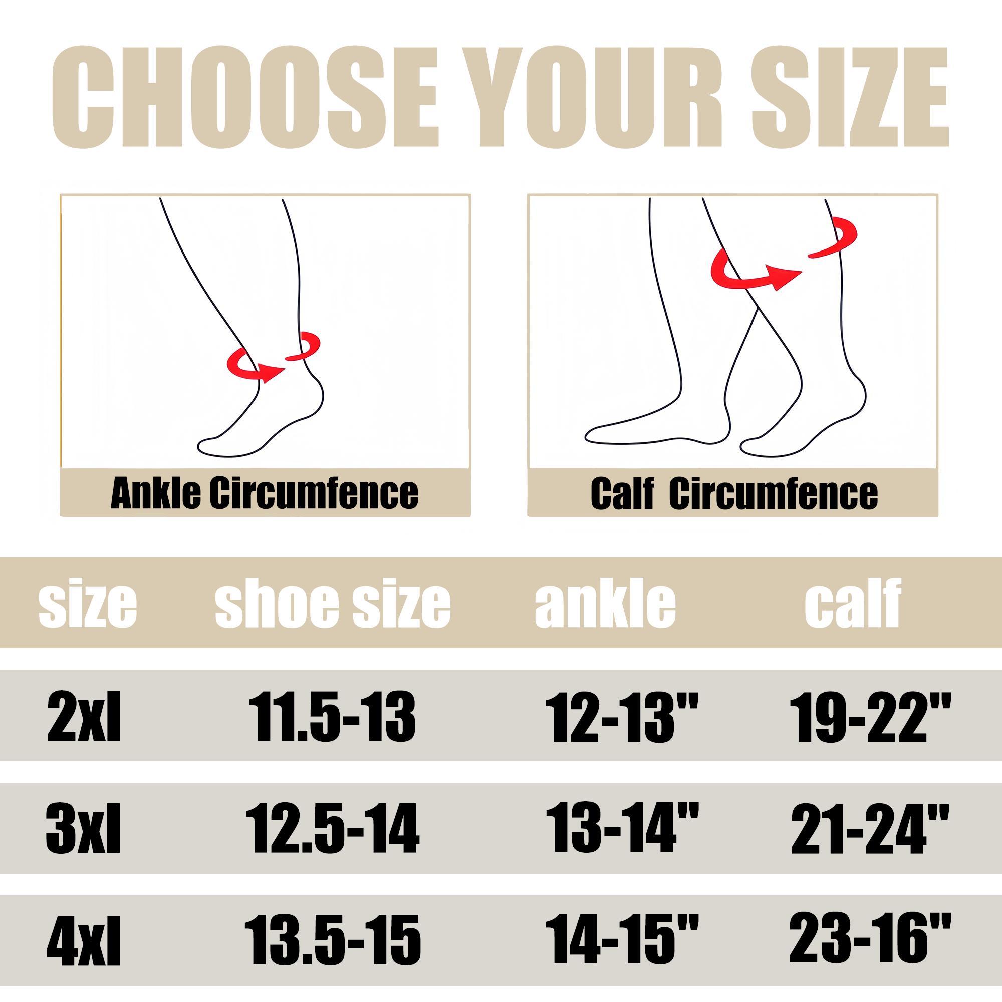 STANDWAY Plus Size Compression Socks -  15-20mmgh Extra Wide Calf For Men & Women Breathable and non-sticky, promotes blood circulation and prevents calf fatigue, suitable for healthcare, running, and various other sports.