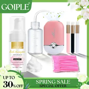 【Spring Glow-Up】3.38oz Lash Shampoo Kit for Eyelash Extensions & Gentle Mousse Cleanser & Mini Pink Handheld Fan - Easy for Beginners & Makeup Care