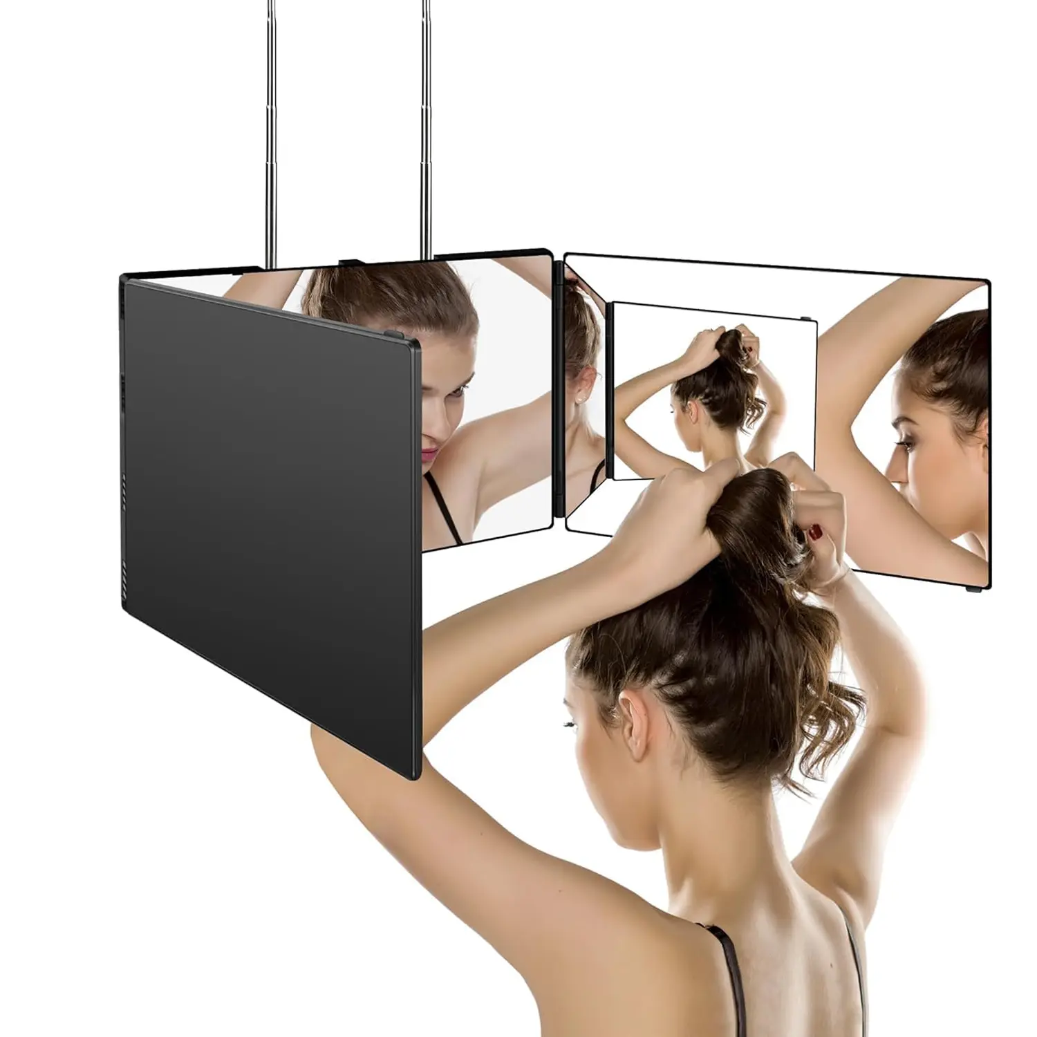 3 Way Mirror for Self Hair Cutting, 360 Haircuts Men for Barber Use Tools, to See Back of Head, Three Sided Mirror, Rotatable Modern Mirror Portable Vanity Mirror