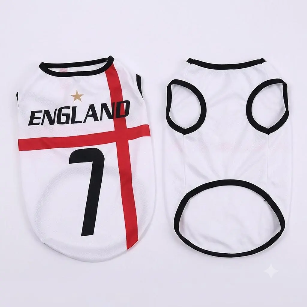 Print ENGLAND Pet Soccer Jersey, Football Crewneck Jersey Shirt for Dogs Cats, Soccer Outfit for Dogs Cats, Gift for Dogs Cats