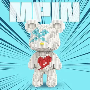 Building Block Toy Set, 25cm High Bear Construction Kit, Creative Building Blocks, Creative DIY Assembly Plaything, Unisex Gift Recommendation, Home Decor