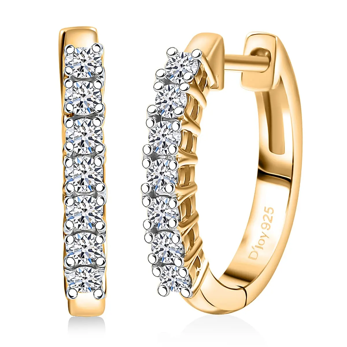 D'Joy Lab Grown Diamond (I1) Hoop Earrings in 18K Vermeil YG Over Sterling Silver 0.50 ctw