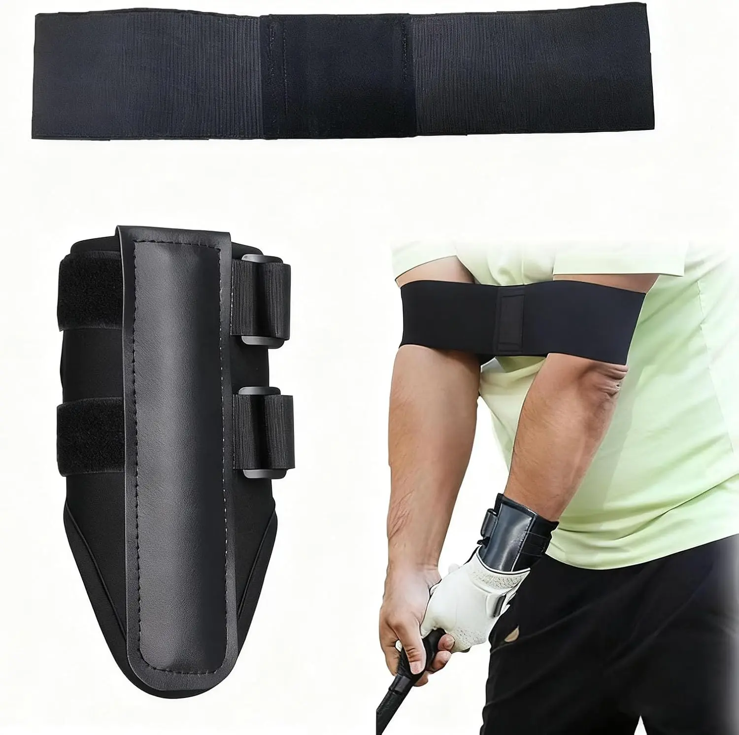 Golf Wrist Training Aid with Arm Band - Corrects Wrist Angle, Improves Grip Practice and Builds Muscle Memory, Ideal for Beginners and Pros, Enhances Swing Consistency and Accuracy, Essential Training Tool for Golf Practice