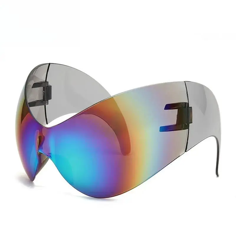 Future technology sense oversized punk sunglasses cross-border Y2K one-piece personalized sunglasses, Men's Accessories, Adults Gifts