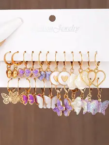 Cute Butterfly & Heart & Flower Design Dangle Earrings, Fashion Jewelry for Party, Daily Clothing Decor, Trendy All-match & Exquisite Jewelry for Birthday Gift, Trendy Jewellery Accessories