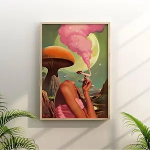 [Sale Up To 50%] - [Free Ship] [Sale off up to 50%] Retro Surreal Art, Mushroom Art, Egoless , Cannabis Poster, Vintage Wall Print, weed poster, Trippy Wall Art, Retro Wall Art, 60s wall art, Dorm Decor