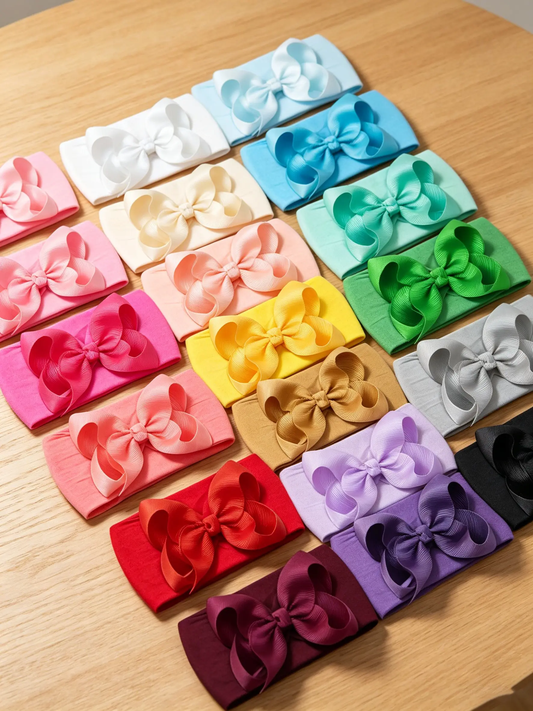 20 bow hairbands, bow headbands, Puffy Headband, high elasticity soft hair accessories, cute large bow girl headbands, multi-color elastic hairbands, specially for little girls, elastic hair accessories, specially for bath and face washing