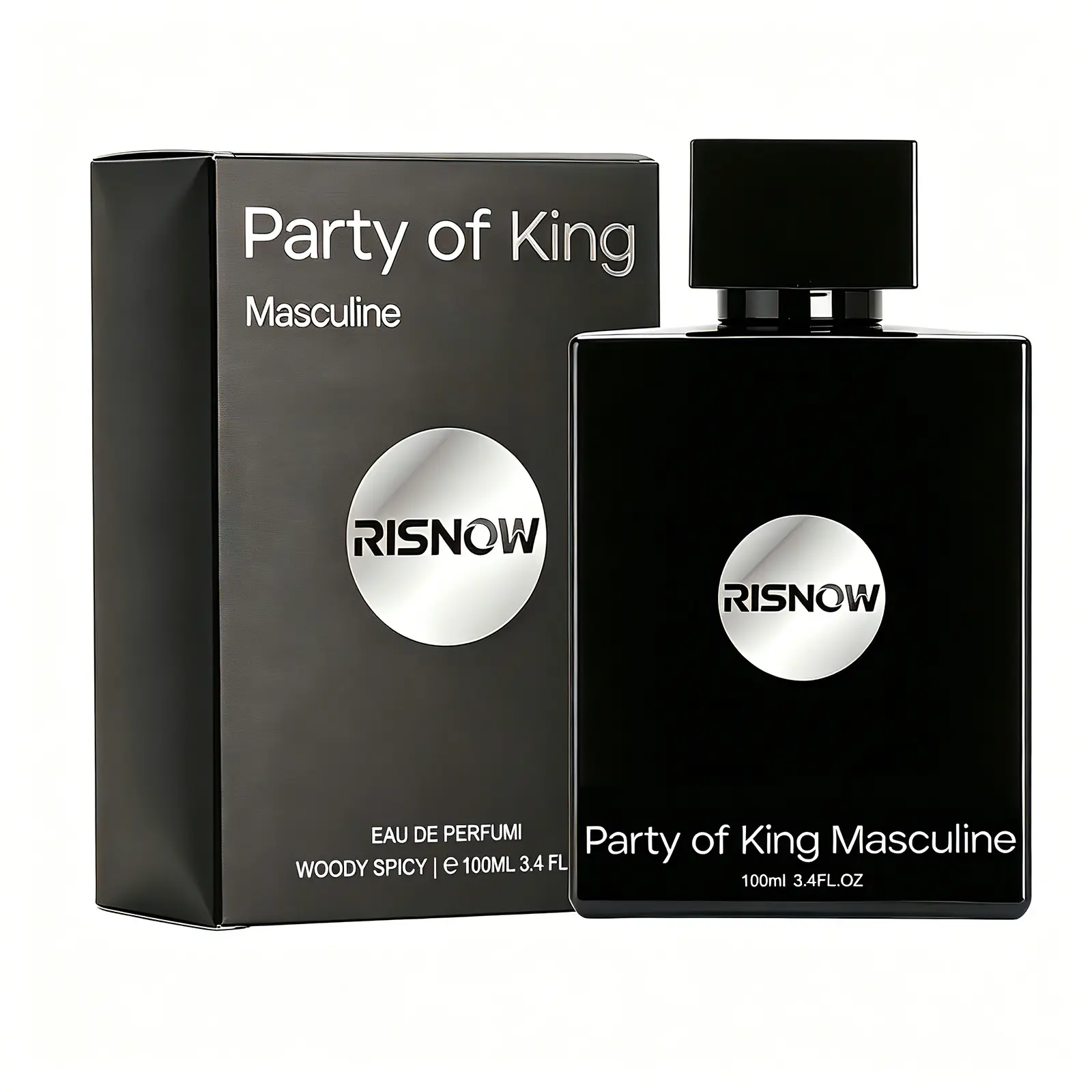 RISNOW Party of King Masculine Men's Eau de Parfum – 100ml | Spicy Woody Cologne with Bergamot Birchwood Musk Vanilla Ambergris | Long-Lasting Luxury Arabian Fragrance for Men