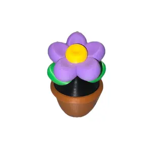 Decorative 3D printed flower in pot storage container
