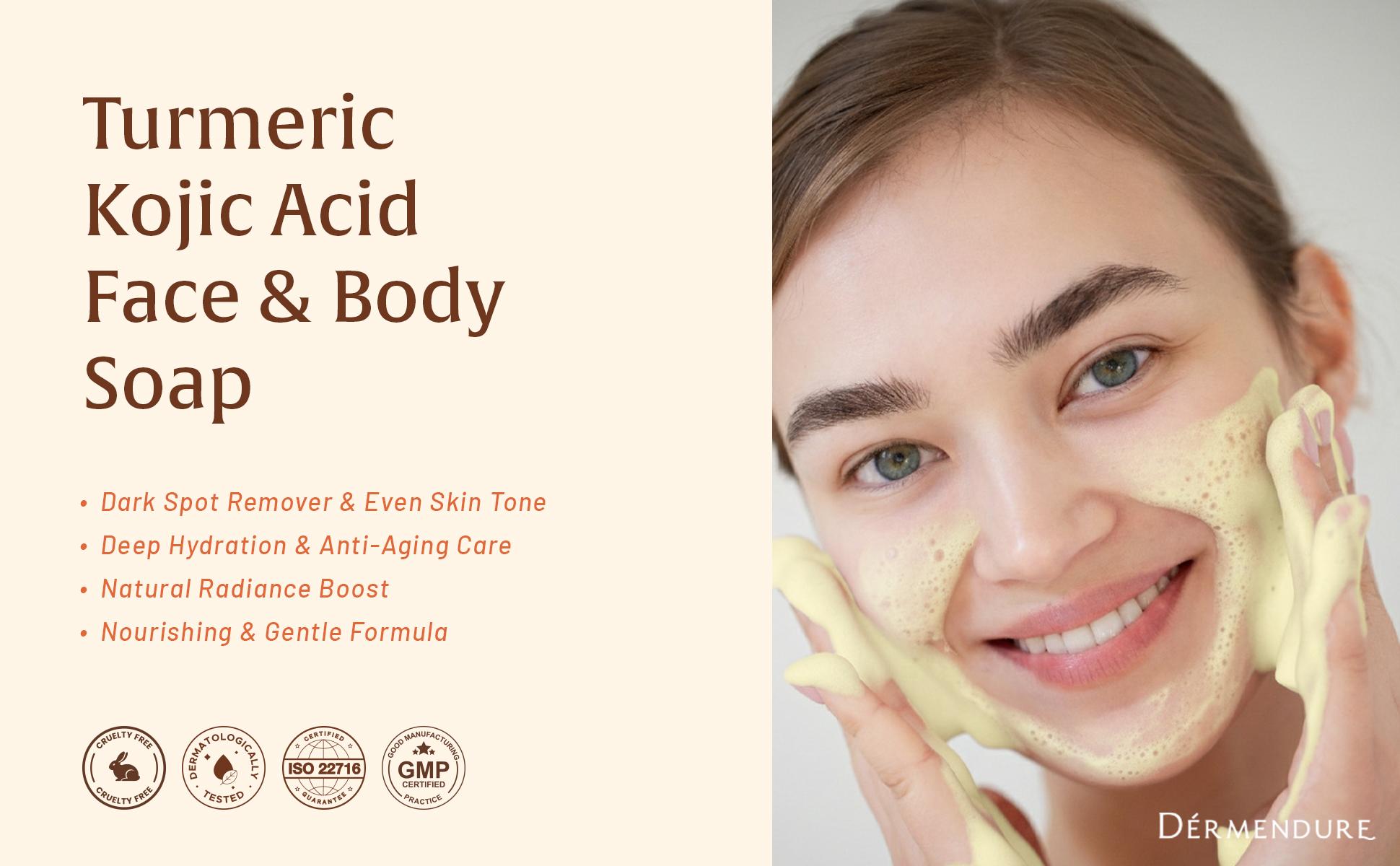 Lemon Turmeric Kojic Acid Soap, Hand-made Soap, Turmeric Soap, Face & Body Soap – 4 Bars