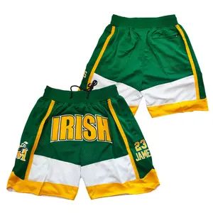 Men's 90s Basketball Shorts IRISH #23 JAMES Sewing embroidery  big size S-XXL Mesh breathable outdoor sports loose sweatpants Vintage classic training match day Sports Bottoms Cheap High Quality green Stylish Jersey Soccer Jersey Outfit