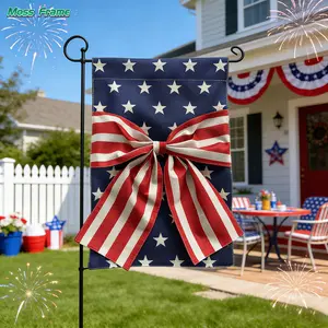 Decorative Garden Flag — Digitally Printed, Double-Sided Burlap Yard Flag with Bow Accent