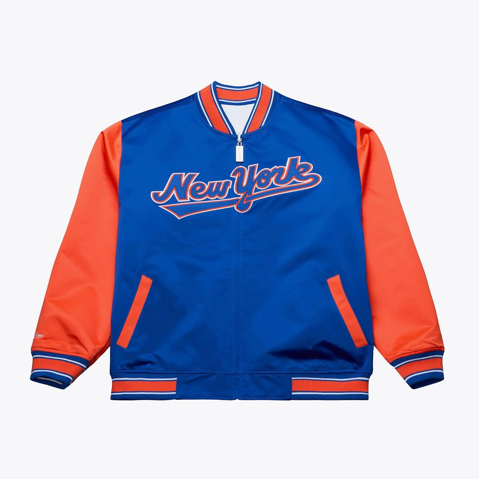 New York Mets White & Royal Reversible Satin Full-Zip Jacket MLB Throwback Outerwear Vintage Fan Gear