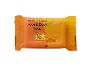 Byenblan Carrot Face & Body Soap 4oz - Gentle Cleanser for Daily Use with Carrot Extract for Softer Smoother Skin