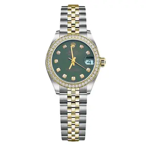 Rolex Datejust 31 68273 Two-Tone Yellow Gold Custom Diamond Bezel Olive Green Diamond Dial WHP039744