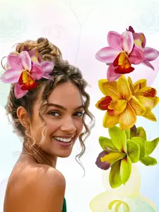 3 Pcs Sweet Girl Hair Clips, Flower Hair Clips, Hawaiian Flower Hair Clips, Fashionable Side Clip Accessories, Perfect for Beach Vacation, Outdoor Activities, Photo, Cute Hair Accessories