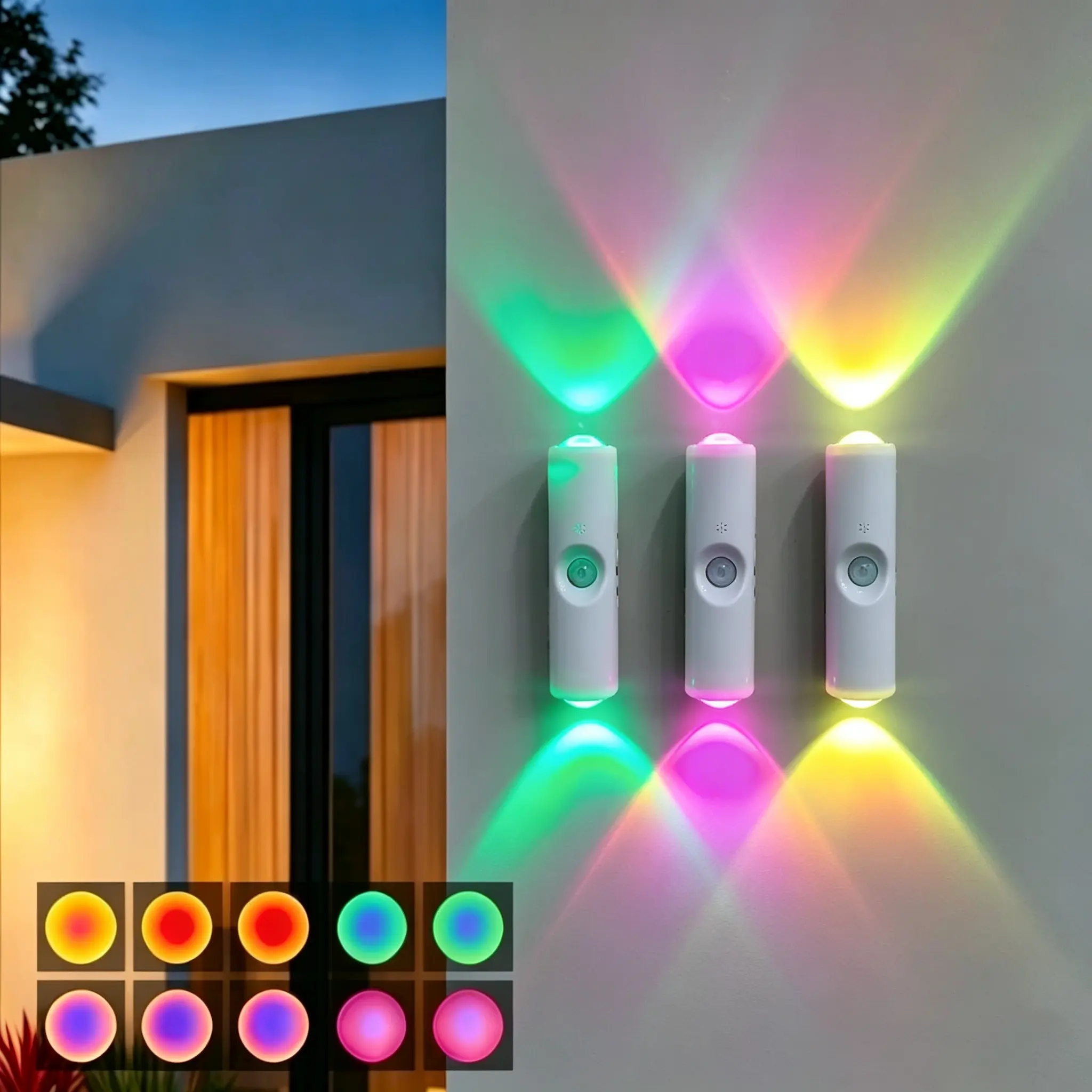 Rechargeable LED Night Light with Motion Sensor, Smart RGB Gradient Dimmable Wall Lamp for Indoor Bedroom, Stairs, Hallway & Entryway, Magnetic Step Lamp