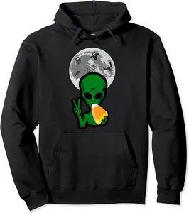 Th Funny Alien Eating Candy Corn Costume Halloween Party Pullover Hoodie - 47B09F4SWZ2F