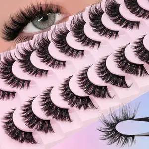 10 Pairs Dramatic Cat Eye Lashes, Fluffy False Eyelashes, Mixed Lengths 6-18mm, Dense Curly Eyelashes, Reusable and Easy to Apply, Perfect Gift for Women