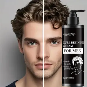 Men's Curl Management Cream 300ML Curly Hair Products, Reduces Frizz & Boosts Shine, Frizz Control, Deep Nourishing No Residue, Suitable for All Hair Types