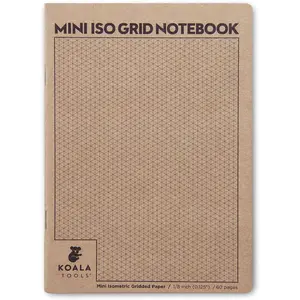 | Mini Isometric Graph Paper Notebook | 5" x 7", 60 pp. - Kraft Cover Isometric Grid Notebooks - Suitable for Industrial, Architectural, Interior and Graphic Design