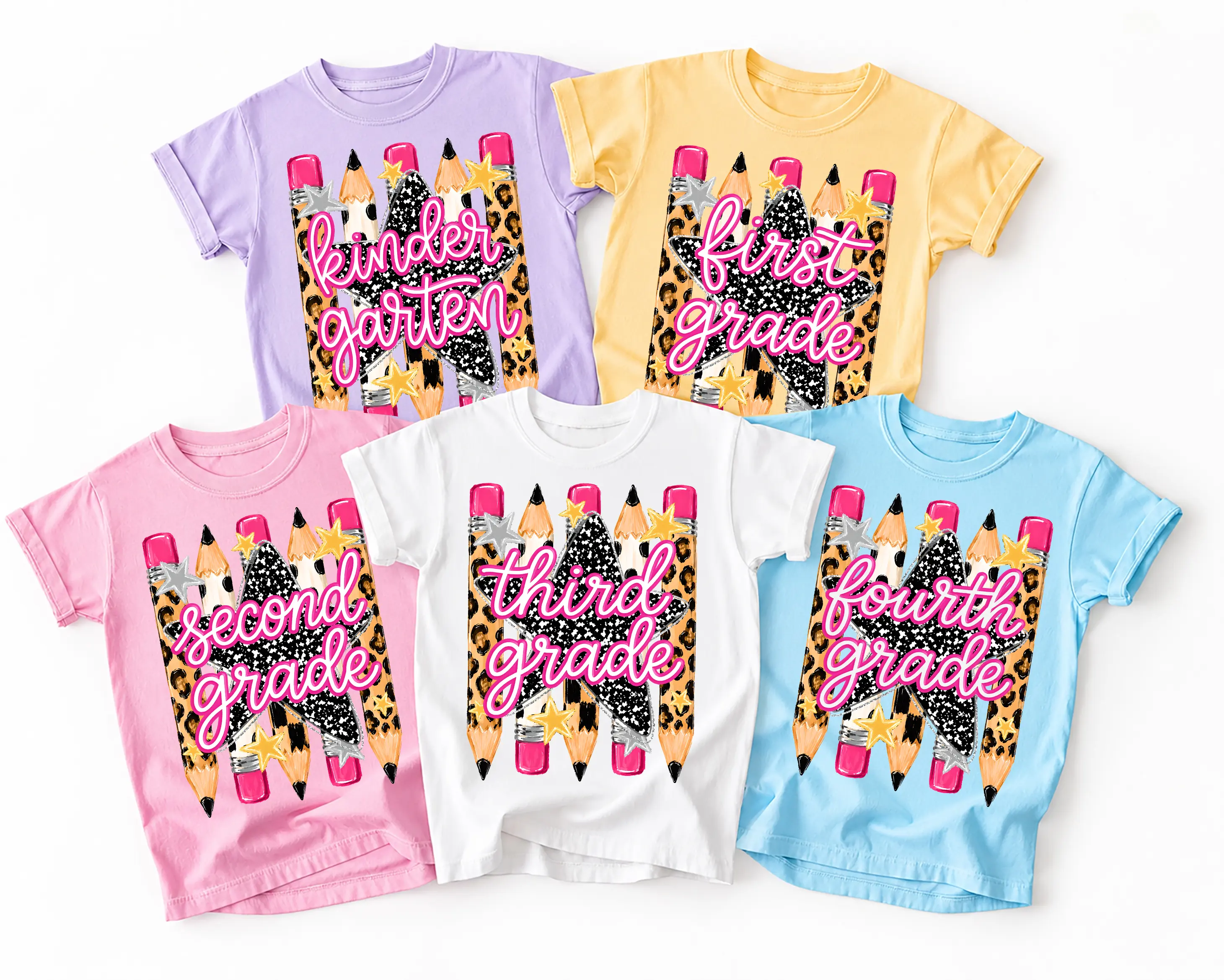 Preppy Back To School Pencil Youth Tee, Leopard Checkered Tee, Pre-K To Fourth Grade Shirt, School Girl Tee, First Day Of School Shirt