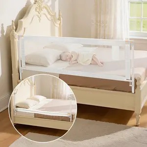 Single-Lift Toddler Bed Guard, 78.74x35.04in Reinforced Iron Pipe & Oxford Cloth Design, Adjustable Height Side Railing with Child Lock, Portable Bumper Barrier for Crib, Bunk (1 Piece)