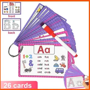 26 Letter Sound Flashcards Set with Reusable Pen, Cvc Word Learning, Abc Writing Practice, Educational Toy, Paper Material