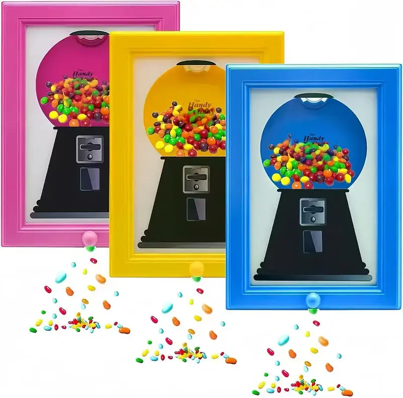 2-in-1 Candy Dispenser Picture Frame – sugar storage Wall Mount or Tabletop Snack Holder for Candy buffet , cereal Nuts & Pet Treats Home Decor Rotating Multi-Grid Grain storage Bin glass food storage jar