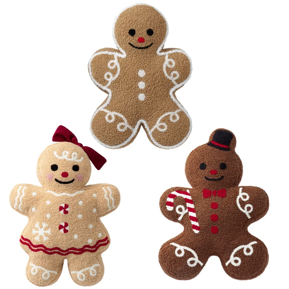 Phantoscope Gingerbread Man Pillow -Festive gingerbread girl for Living Room Christmas Decor Cushions,13 x 17 in warm gift for Holiday, Household