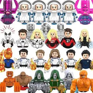New Movie Game Bricks Fantastic Four Building Blocks Anime Cartoon Mini Action Figures Heads Assembly Toys Kids Birthday Gifts