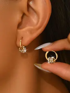 Women's Rhinestone Earrings Simple Studs Elegant Sweet Style Versatile Jewelry Perfect Gift Choice