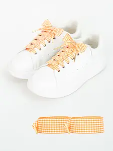 Cute Plaid Shoelaces Set, Metal Head Design, Wide Fit for Daily Casual Entertainment, Perfect for Shoes