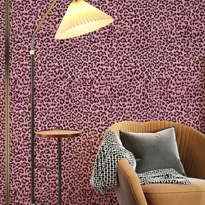 JIFFDIFF Hot Pink Leopard Print Peel & Stick Wallpaper, Removable Self Adhesive Vinyl, Renter-Friendly, Waterproof & Wipeable, DIY Accent Wall for Bedroom, Living Room, Dorm