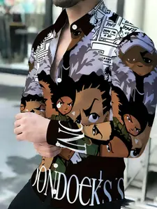 The Boondocks Anime Cartoon Character Print Long Sleeve Shirt