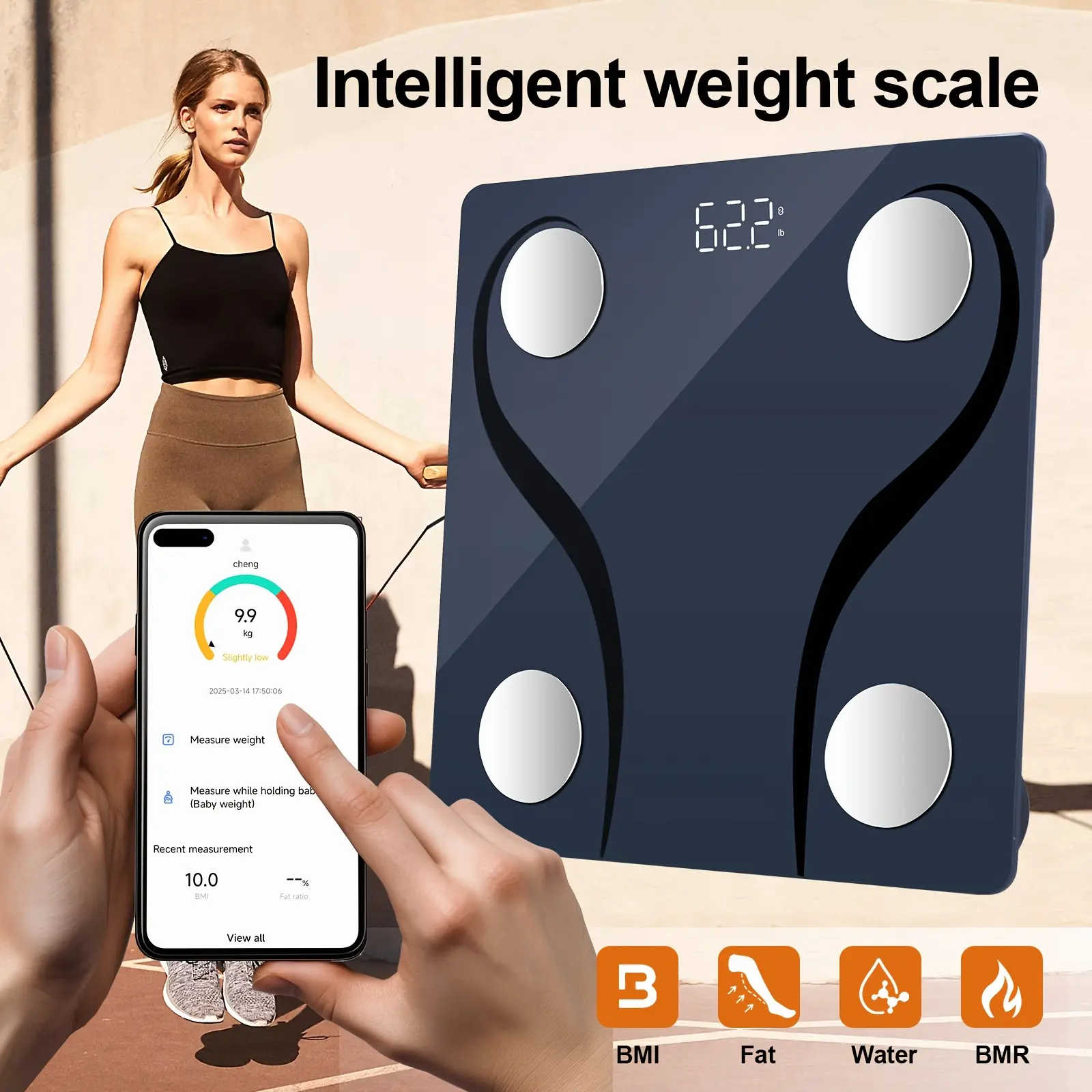 for home use Digital Body Fat Scale with Smart App, 180kg/396lb Capacity, Thickened Glass Top & Stainless Steel electrodes, Dual Unit KG/LB, BMI/BMR/ Tracking, Large 11x11 inch Bathroom/Gym/Bedroom Scale Healthcare Weighing Scale