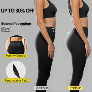 GLOWMODE 24" FeatherFit Shape It Up Booty Boosting Shaping Removable Butt Pads No Front Seam Insta Cinch Tummy Control Leggings Low-Impact Yoga Pilates Barre Studio Daily Casual Wear TikTokShopBlackFriday