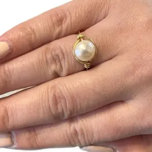 Wire Wrapped Freshwater Pearl Ring - Handcrafted Accessory with Durable Wire, Unique Design for Everyday Wear