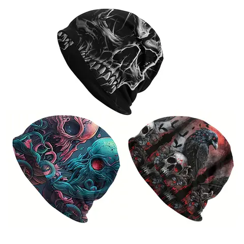 Unisex Stretch Knit Polyester Skull Cap - Warm, Snug-Fit, Lightweight Slouchy Beanie for Adults, Cancer Headwear, Chilly Days, Animals-Inspired Casual Functional Fashion Accessory (1-Size)