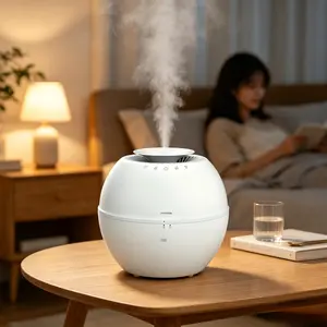 2 in 1 Dehumidifier & Humidifier Combo, 101oz Smart for Bedroom Bathroom Basement, Portable Air Purifier with Auto Steam, Small Dehumidifiers with Drain Hose, Mood Lighting, 10.6"X10.6"X9.6"