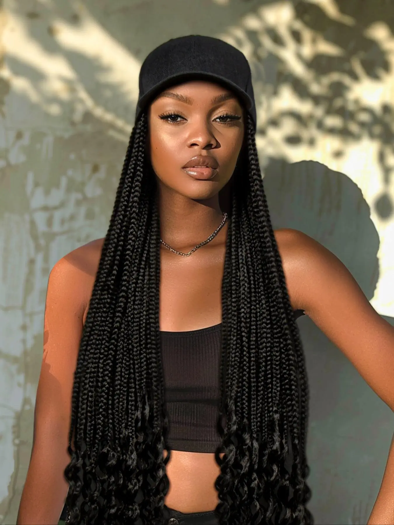 Long with Baseball Cap, Striking Natural Fluffy Hair Wigs for Daily, Cosplay, Anime Or Costume Party, Natural Fluffy Hair Wigs for Women, Synthetic Braided Wigs