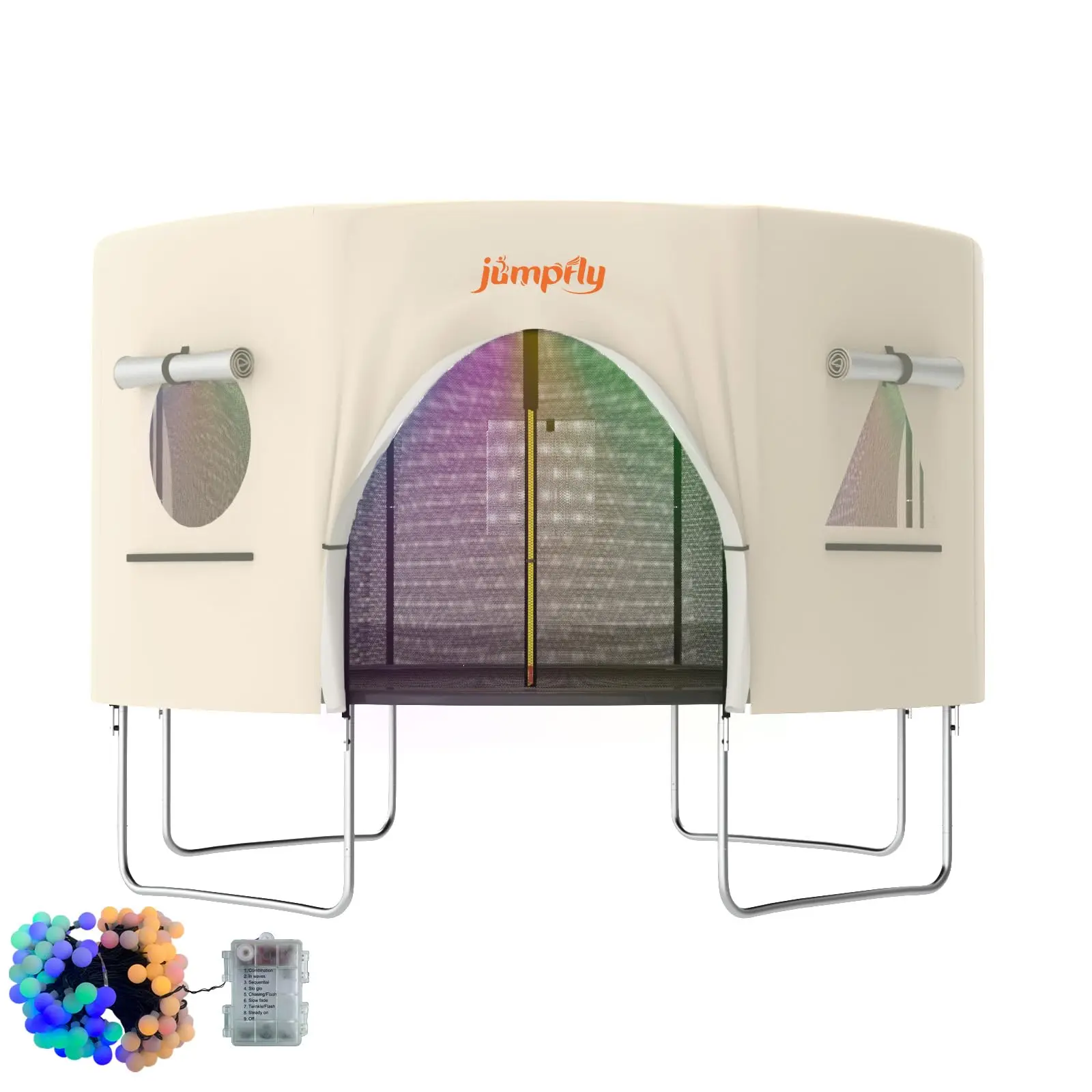 Jumpfly 12FT Trampoline Tent (Tent Only) for Kids,Fit for 8 Straight Poles Round Trampoline,Trampoline Shade Cover with LED Light,Outdoor Trampoline Accessories Canopy,Sunscreen Clubhouse,Anti-Tear