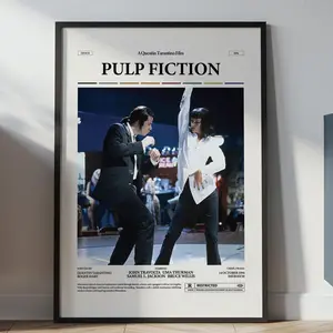 Pulp Fiction Poster, John Travolta Poster, Uma Thurman Poster, Pulp Fiction Dancing Scene Print, Retro Movie Poster, Wall Art Idea