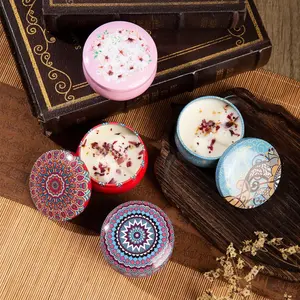 Relaxation 4 Pack Scented Candles, 3.7 oz Aromatherapy Candles for Home Scented, Natural Soy Candles with Floral Scents, Portable Small Jar Candle Set for Travel, Spa, Bath, Yoga, Home Decor Candle Flower Fragrance Ornaments Soybean Wax Soothing summervib