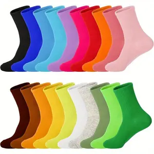 Women's 20 Pairs Candy Colored Elastic Mid-Tube Socks - Lightweight, Breathable Athletic Running Socks