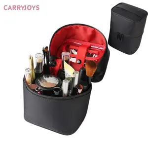 Stand-up small makeup bag large capacity with compartments canvas waterproof commetic bag women travel storage bag